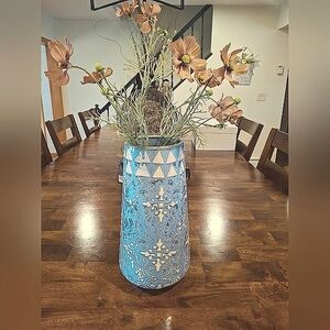 Blue and White Patterned Vase